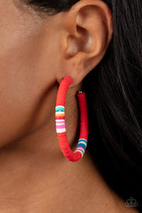 Colorfully Contagious - Red hoop earrings Paparazzi Accessories