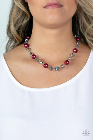 Decked Out Dazzle - Red pearl necklace Paparazzi Accessories