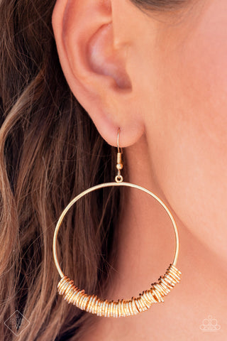 Retro Ringleader - Gold earrings Paparazzi Accessories