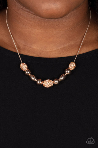Space Glam - Rose Gold necklace Paparazzi Accessories