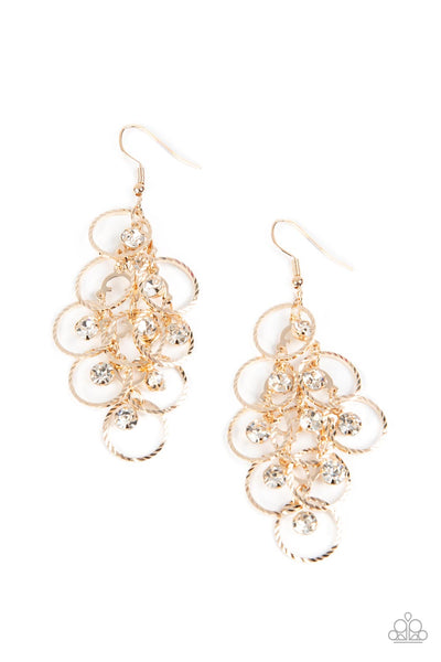 Head Rush - Gold earrings Paparazzi Accessories
