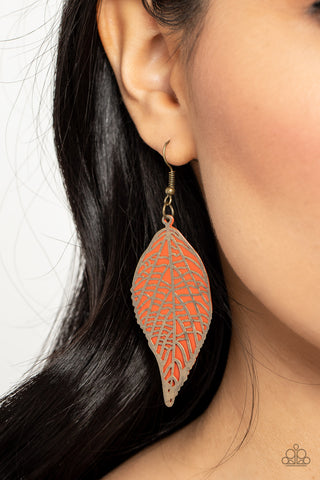 Leafy Luxury - Orange earrings Paparazzi Accessories