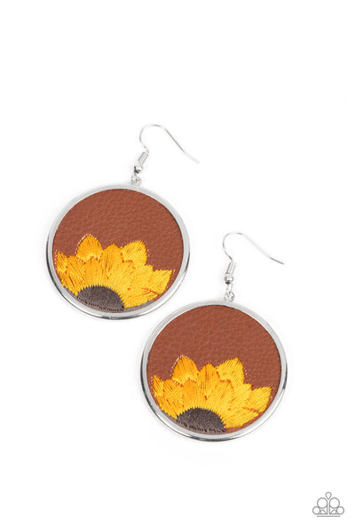 Sun-Kissed Sunflowers - Brown earrings Paparazzi Accessories