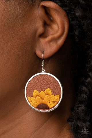 Sun-Kissed Sunflowers - Brown earrings Paparazzi Accessories