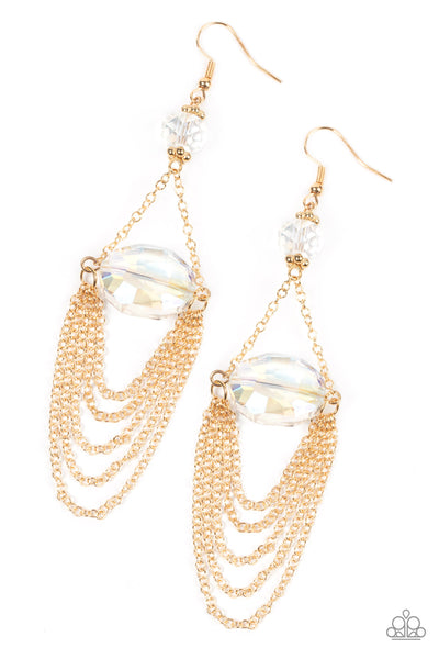 Ethereally Extravagant - Gold earrings Paparazzi Accessories