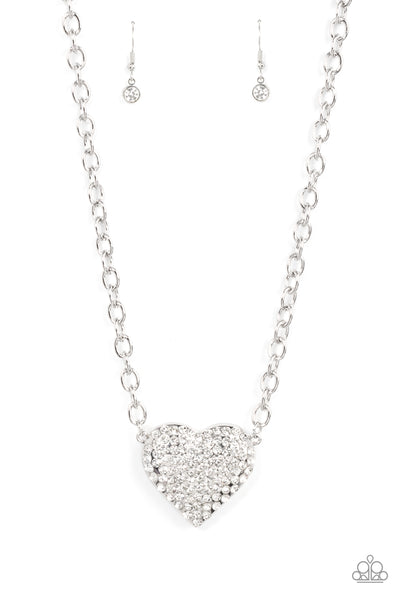 Heartbreakingly Blingy white necklace Paparazzi Accessories
