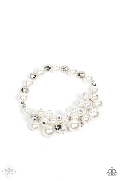 Elegantly Exaggerated - White bracelet Paparazzi Accessories