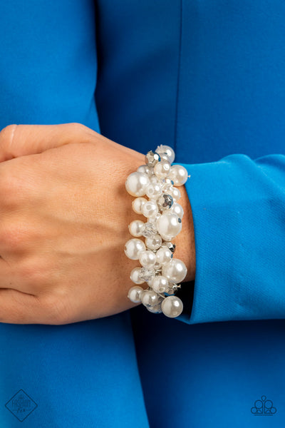 Elegantly Exaggerated - White bracelet Paparazzi Accessories