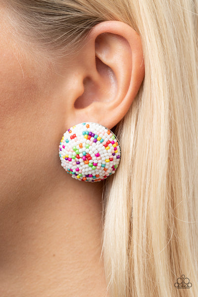 Kaleidoscope Sky - White earrings Paparazzi Accessories
