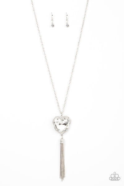 Finding My Forever - White rhinestone necklace Paparazzi Accessories