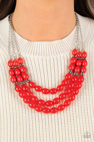 Coastal Cruise - Red necklace Paparazzi Accessories