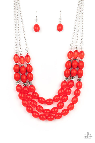 Coastal Cruise - Red necklace Paparazzi Accessories