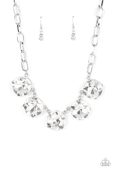 Limelight Luxury - White rhinestone necklace Paparazzi Accessories